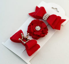 Felt hair clips “Red” Gabificent