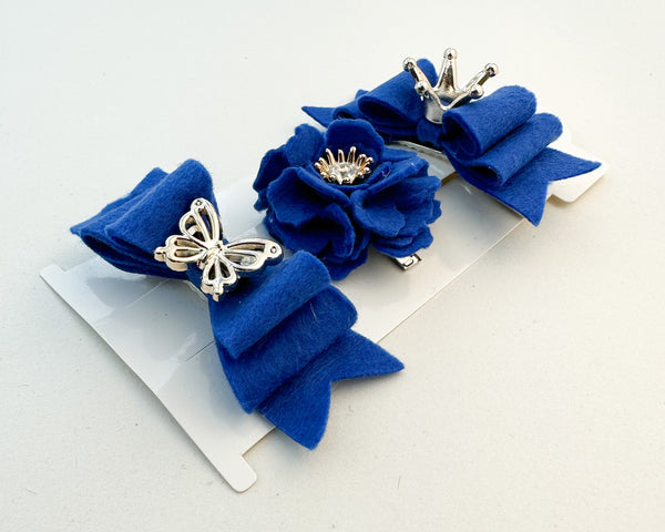 Felt hair clips “Royal blue” Gabificent