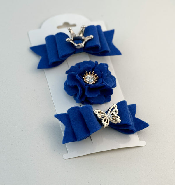 Felt hair clips “Royal blue” Gabificent