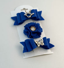 Felt hair clips “Royal blue” Gabificent