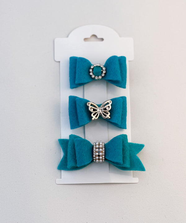 Felt hair clips “ Turquoise “ Gabificent