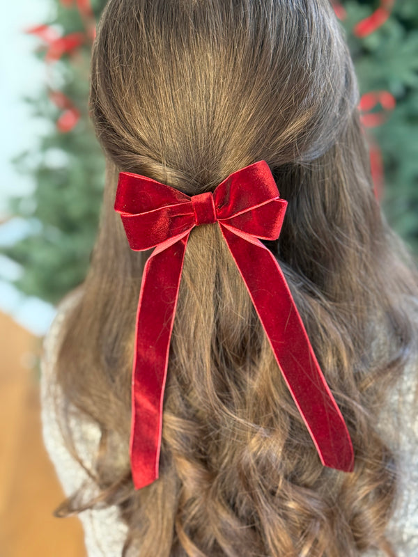 Velvet hair Bow- Burgundy