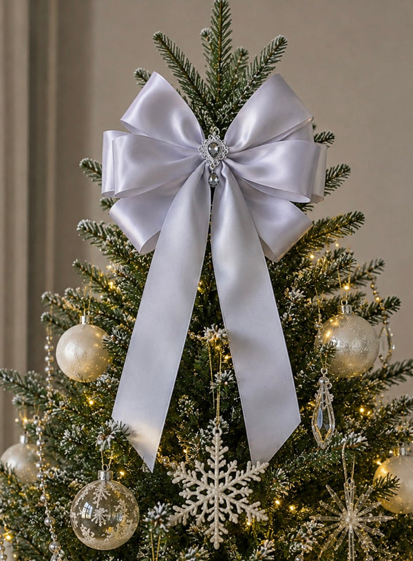 Elegant Christmas Tree Topper- White