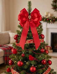 Elegant Christmas Tree Topper - Red