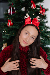 Christmas headband - Red and Rose Gold