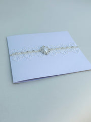 Handmade card with Lace and rhinestones - Gabificent