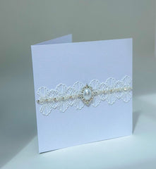 Handmade card with Lace and rhinestones - Gabificent