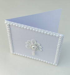 Handmade card with Lace and rhinestones - Gabificent