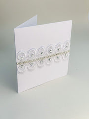Handmade card with Lace and rhinestones - Gabificent