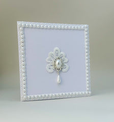 Handmade card with Lace and rhinestones - Gabificent