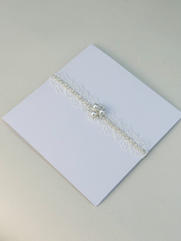 Handmade card with Lace and rhinestones - Gabificent