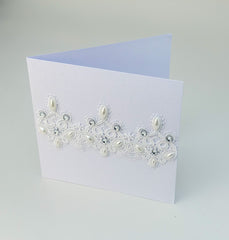 Handmade card with Lace and rhinestones - Gabificent
