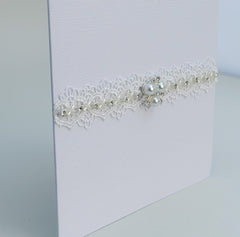 Handmade card with Lace and rhinestones - Gabificent