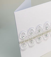Handmade card with Lace and rhinestones - Gabificent