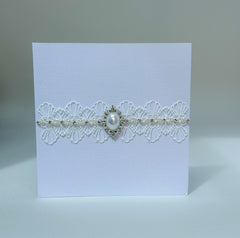 Handmade card with Lace and rhinestones - Gabificent