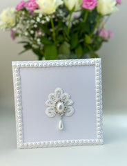 Handmade card with Lace and rhinestones - Gabificent