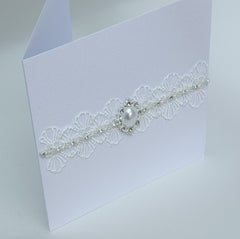 Handmade card with Lace and rhinestones - Gabificent