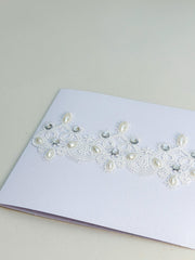 Handmade card with Lace and rhinestones - Gabificent