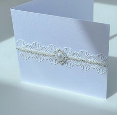 Handmade card with Lace and rhinestones - Gabificent