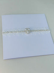 Handmade card with Lace and rhinestones - Gabificent