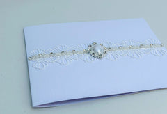 Handmade card with Lace and rhinestones - Gabificent