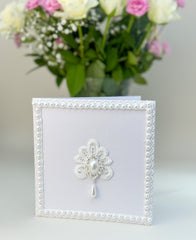 Handmade card with Lace and rhinestones - Gabificent