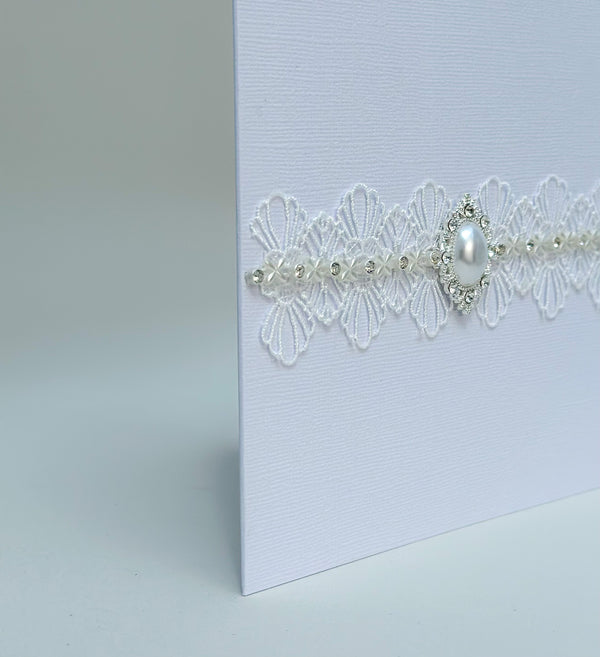 Handmade card with Lace and rhinestones - Gabificent