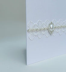 Handmade card with Lace and rhinestones - Gabificent