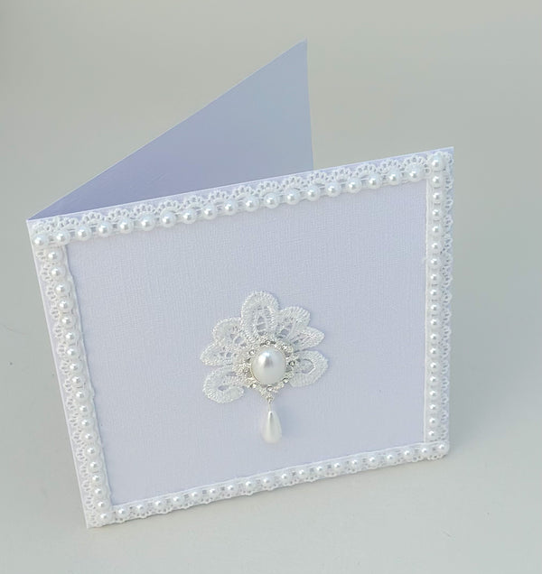 Handmade card with Lace and rhinestones - Gabificent