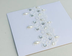Handmade card with Lace and rhinestones - Gabificent