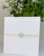 Handmade card with Lace and rhinestones - Gabificent