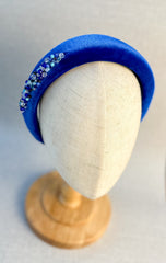 Headband - Blue velvet with pearls and rhinestones Gabificent