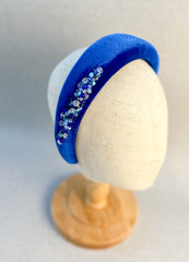 Headband - Blue velvet with pearls and rhinestones Gabificent