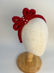 Headband- Burgundy plush bow Gabificent