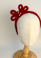 Headband- Burgundy plush bow Gabificent