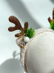 Christmas headband- Beige “Reindeer “