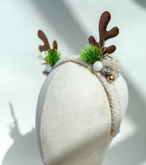 Christmas headband- Beige “Reindeer “