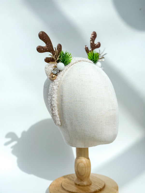 Christmas headband- Beige “Reindeer “