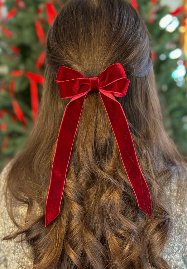 Velvet hair Bow- Burgundy
