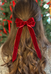 Velvet hair Bow- Burgundy