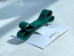 Barrette hair clip - Green velvet