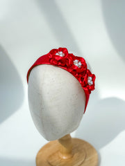 Headband “Red Satin flowers”