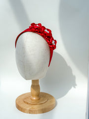 Headband “Red Satin flowers”