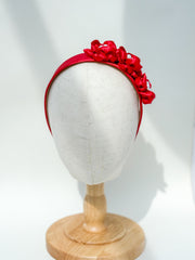 Headband “Red Satin flowers”