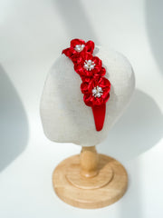 Headband “Red Satin flowers”