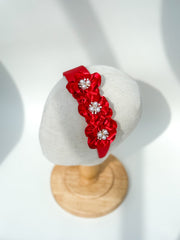Headband “Red Satin flowers”