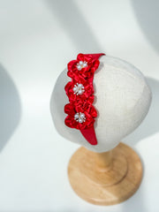 Headband “Red Satin flowers”