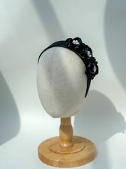 Headband “Black Satin flowers”
