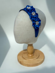 Headband “Blue Satin flowers”