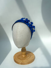 Headband “Blue Satin flowers”
